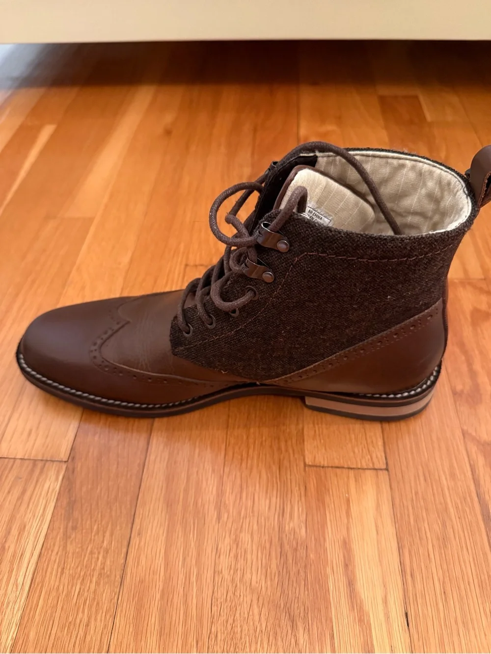 Original Penguin Nathan Wingtip Boots - Brown Tweed & Leather, Men’s Size 12